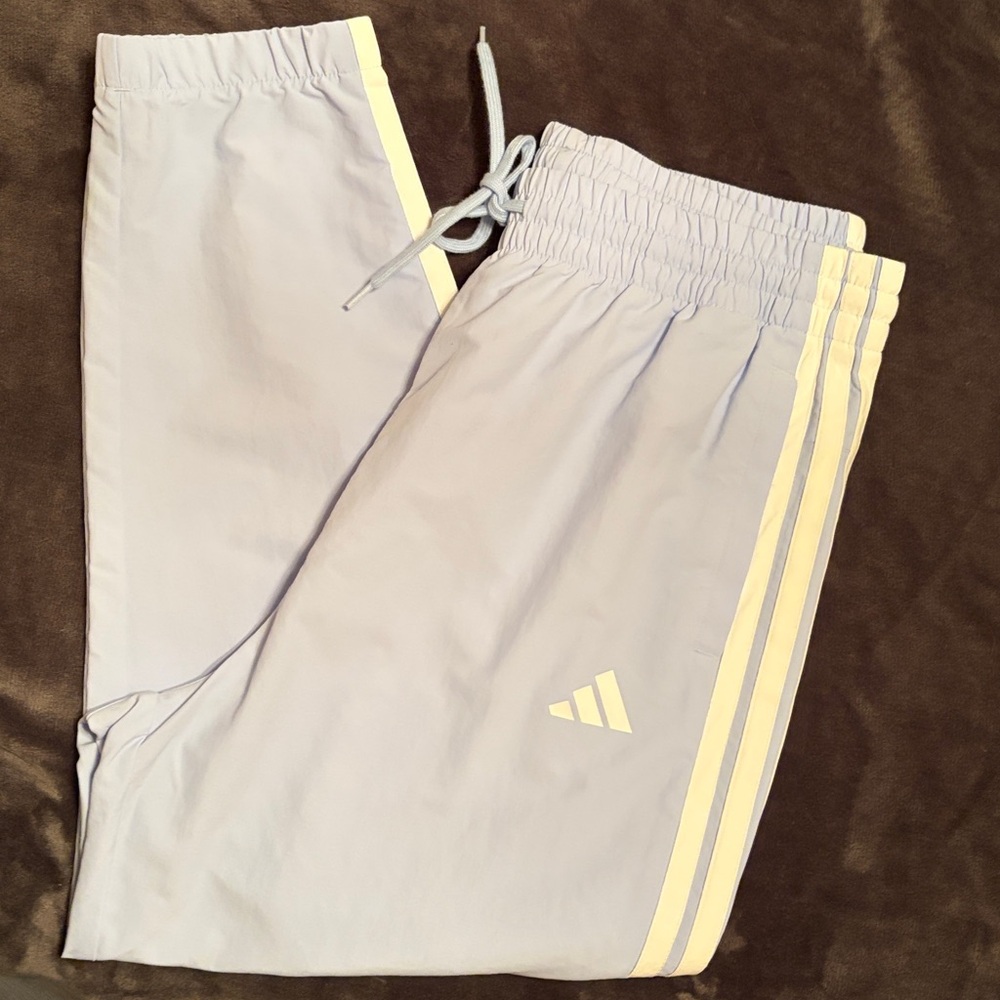 Adidas Sky Blue Joggers with White Stripes
